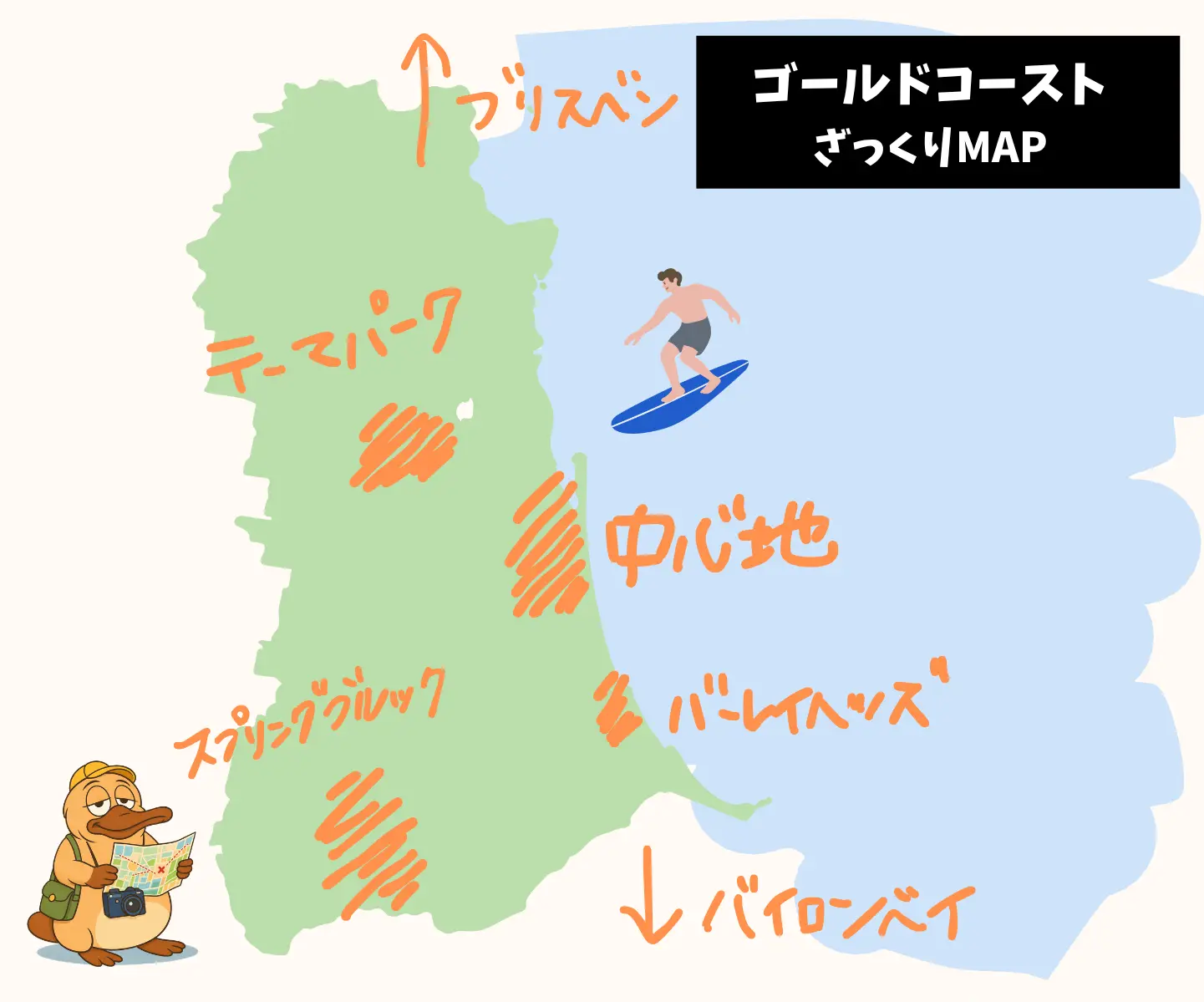 手書きのゴールドコーストマップ