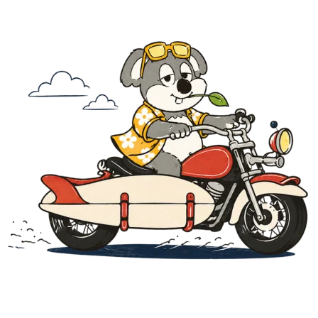 バイクに乗ったコアラ