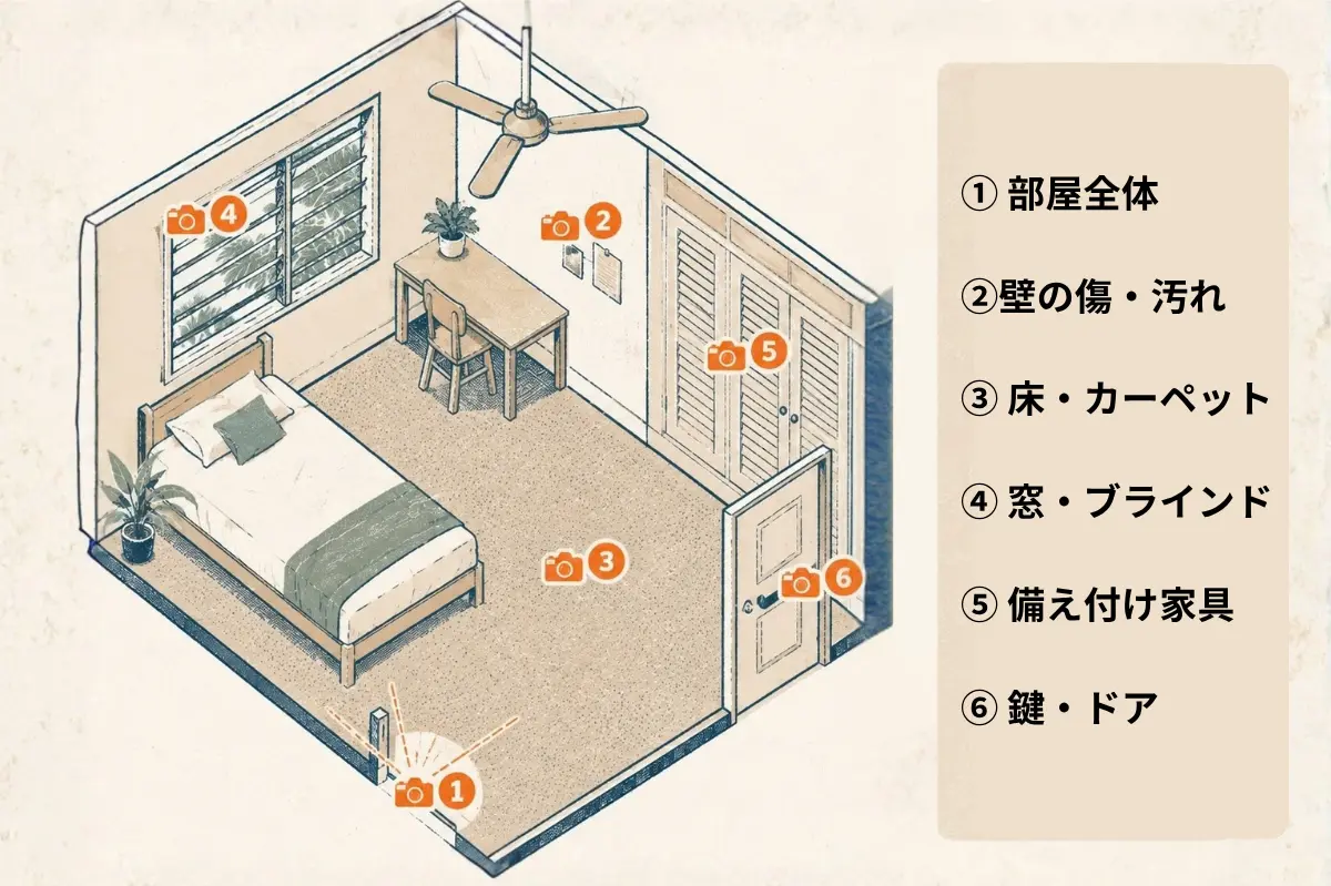 シェアハウス入居時に撮影しておく箇所のチェックリスト